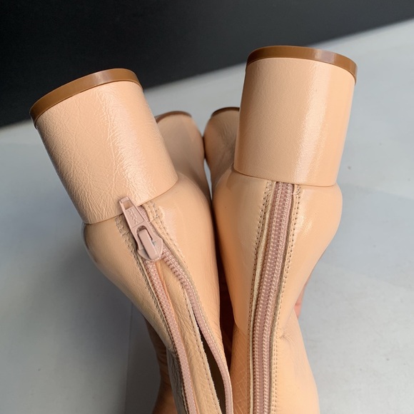 Stuart Weitzman Ankle Boots Women’s 6.5‎ Nude Beige Leather Zip Booties Heeled - Picture 16 of 16